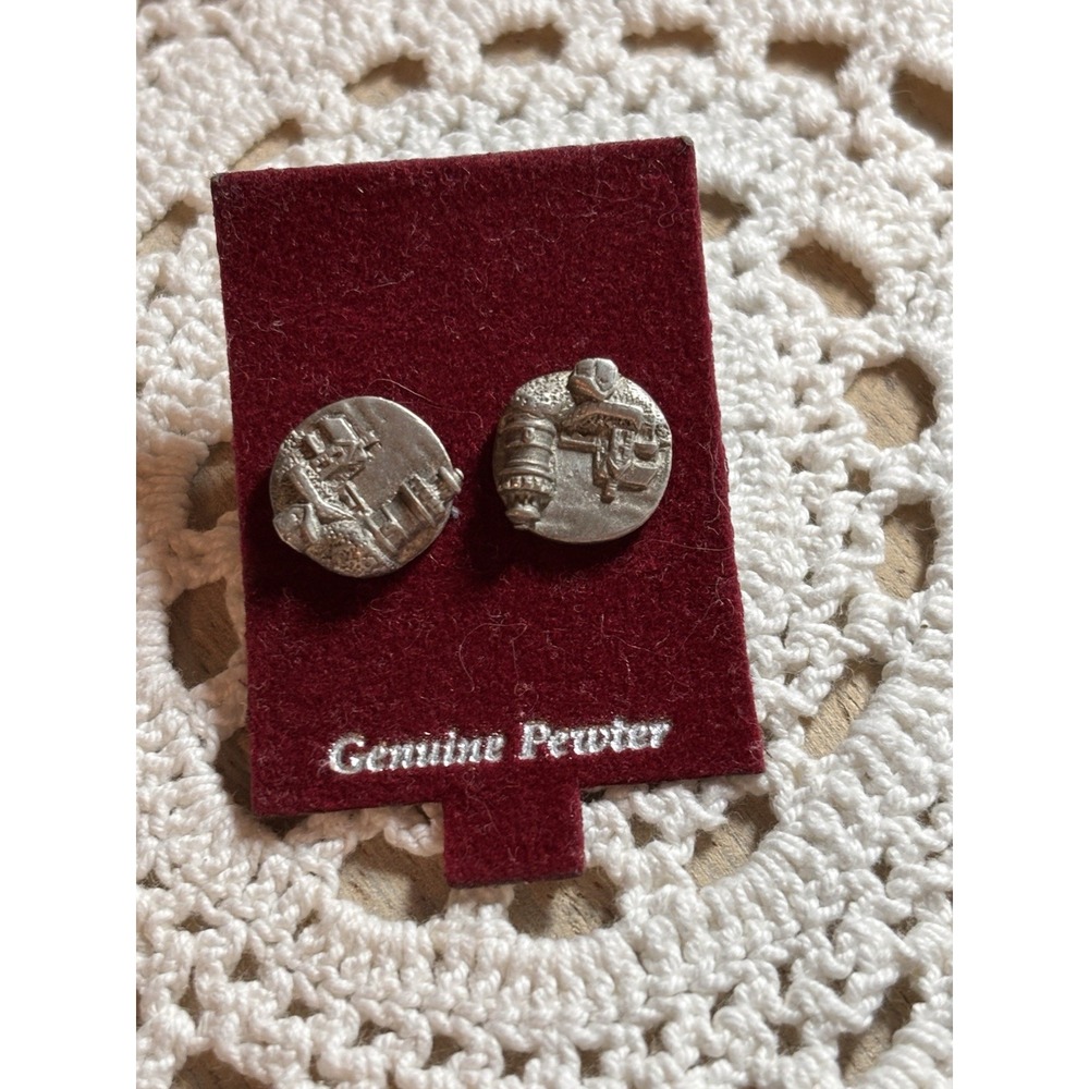 Pewter Lighthouse Stud Earrings with Post Backs New On Card